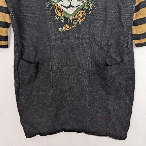ModCloth TeeBerry & Weave L Cat Feline Sweater Dress Tunic Knit Striped French - Picture 7 of 15